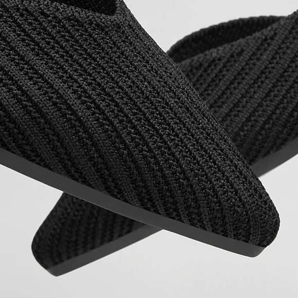 Vivaia Black Melia Pointed-Toe Striped Flat.  Size 38/US 7-7.5. - Picture 4 of 15